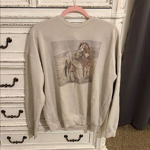 Bella Canvas women’s Cream Horse Graphic Crewneck Sweater